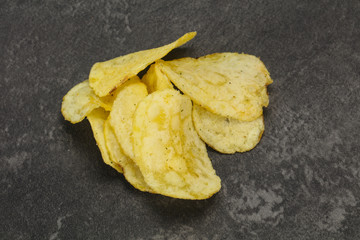Natural potato salted chips heap