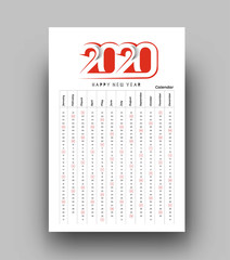 Happy new year 2020 Calendar - New Year Holiday design elements for holiday cards