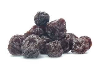 Dried  plums isolated on white background