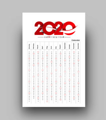 Happy new year 2020 Calendar - New Year Holiday design elements for holiday cards