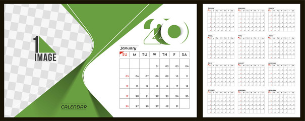 Happy new year 2020 Calendar - New Year Holiday design elements for holiday cards