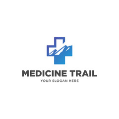 Mountain medical cross outdoor logo template