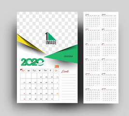 Happy new year 2020 Calendar - New Year Holiday design elements for holiday cards