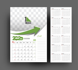 Happy new year 2020 Calendar - New Year Holiday design elements for holiday cards