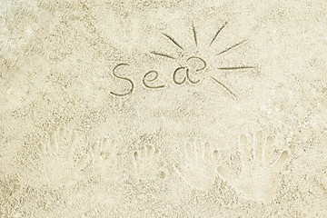 beautiful pattern on the sea sand on nature background