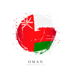 Omani flag in the shape of a big circle.