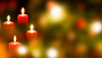 vier rote brennende adventskerzen