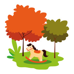 rocking horse toy baby on white background