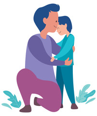 Father and Son on White