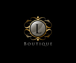 Fototapeta premium Royal Boutique Letter L Logo Icon in Gold Color.