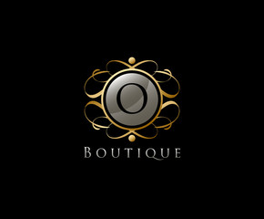 Naklejka premium Royal Boutique Letter O Logo Icon in Gold Color.