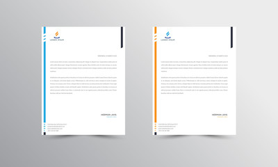 orange and blue Letterhead Design Template - vector