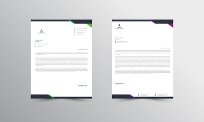 purple and Green Abstract Letterhead Design Template - vector
