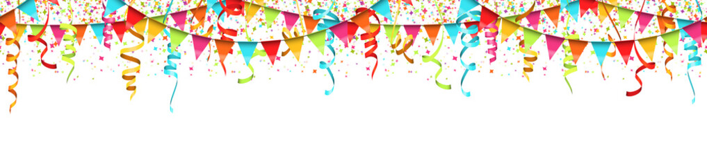 seamless colored confetti, streamers and garlands background