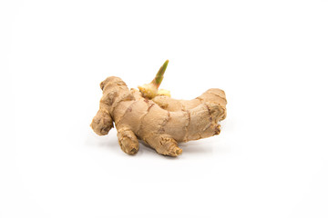Fresh sprouted ginger isolated on white background