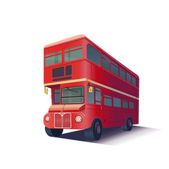 A red London bus. Cartoon vector illustration.