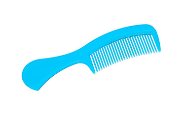 Blue hair comb isolated on white background