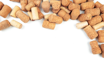 Wine corks on white background isolated - Image .