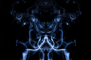 Blue wavy smoke on black background