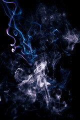 Blue wavy smoke on black background