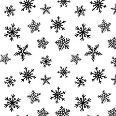 Seamless pattern with hand drawn snowlake