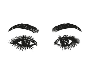 Fototapeta premium Hand-drawn woman's eyes. Vector illustration.