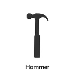 Hammer in cartoon style, construction card for kid, preschool activity for children, vector illustration