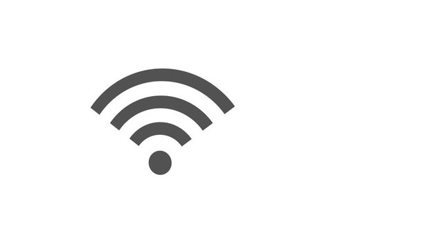 wifi icon symbol blinking to wireless network signal connection on white background. 4k motion graphic animation.
