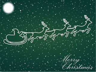 Winter Christmas Santa and Reindeers Vector with Snowy Background for Designs Web Design Banner Poster etc. 
