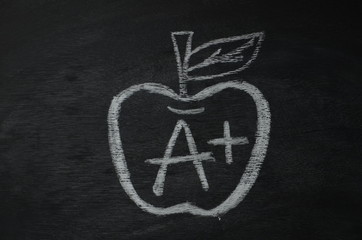 A Plus grad mark with apple 