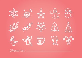 Fototapeta na wymiar Christmas Time Vector icons