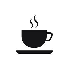 Cup of coffee or tea with steam vector icon.