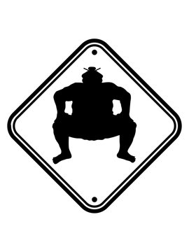 sumoringer schild hinweis warnung achtung sumo ringer asiatisch japanisch sport ringen pose k&auml;mpfen hocke dick fett cool lustig stark k&auml;mpfen chinesisch gro&szlig; design clipart