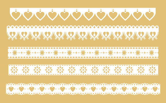 Set of ornamental lace borders. Vector illustration in vintage style	
