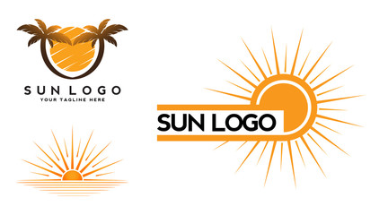 sun on the horizon for summer flat vector icon