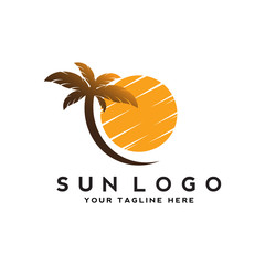 sun logo design on the horizon or summer icon or symbol