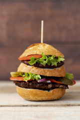 Front view hamburger on table