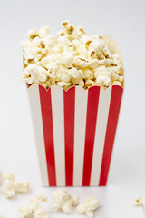 Close-up popcorn box with white background