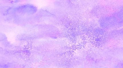 Subtle light purple gradient water color stained paper texture background. Soft smeared gentle violet abstract watercolor illustration for aquarelle card design, vintage template