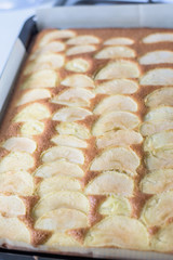 Apple pie on baking sheet
