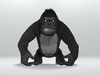 gorilla, angry wild hairy mammal animal . 3D Illustration