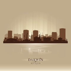 Darwin Australia city skyline vector silhouette