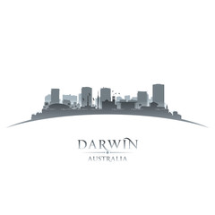 Darwin Australia city silhouette white background - obrazy, fototapety, plakaty
