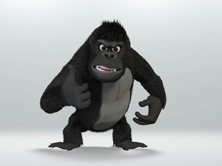 gorilla, angry wild hairy mammal animal thumbing . 3D Illustration