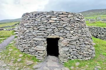 Beehive Huts  situated on the Dingle Peninsula in County Kerry in the south-west of Ireland. © robnaw