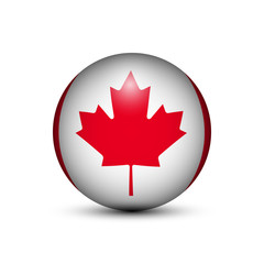 Flag of Canada in the form of a ball isolated on white background.