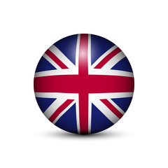 Obraz premium Flag of United Kingdom in the form of a ball isolated on white background.