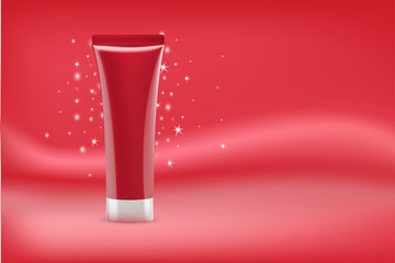 Red cream template for ads. Illustration for annual sale or christmas sale. Graphic concept for your design