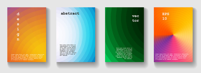 Set of abstract background with circles and curves. Wavy shapes with gradient. Modern minimal design.