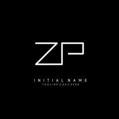 Initial Z P ZP minimalist modern logo identity vector